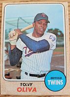 Front view of the 1968 Topps Tony Oliva card showing player image, team and card details