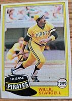 Front view of 1981 Topps Willie Stargell baseball card