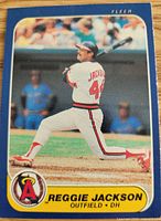 Front of the 1986 Fleer Reggie Jackson card showing player image and card details