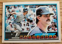 Front of 1989 Topps Don Mattingly card showing player image and name