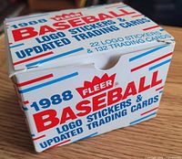 Exterior of opened 1988 Fleer Baseball Traded cards box