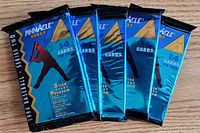 Five sealed Pinnacle 1994 Hobby Series Two baseball card packs displayed