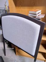 Front angled view of headboard showing frame and upholstery