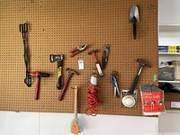 Overall view of tools on pegboard