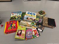 Overhead view of all items displaying titles and condition