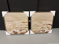 Front view of both canvases showing artwork and corner protectors