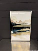 Front view of framed abstract mountain wall art