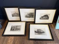 All five framed prints laid out