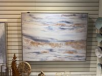 Front view of framed abstract canvas painting