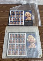 Two Marilyn Monroe stamp sheets in sleeves