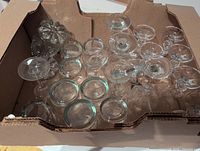 Box of mixed clear glass stemware