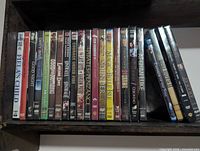 First shelf row of DVD spines