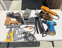 Overall view of all tools and accessories on table