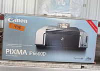Retail box showing Canon PIXMA iP6600D printer image and model information