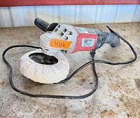 Full view of corded Chicago Electric 7-inch polisher with bonnet and cord