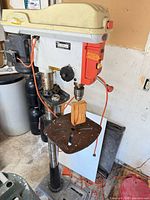 Full view of Ridgid DP15501 drill press showing column, head, table and base