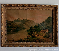 Front view of framed landscape print