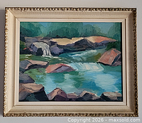 Framed oil painting front view