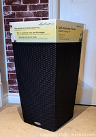 Full view of Lechuza Cubico Cottage woven-look planter with top packaging