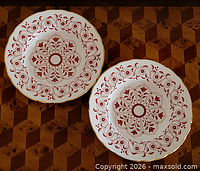 Pair of Royal Crown Derby soup bowls top view