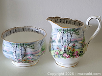 Creamer and sugar bowl front view