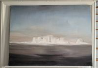 Full view of acrylic painting in frame