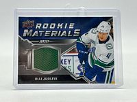Front of Rookie Materials card showing player image and jersey swatch