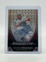 Front of autographed Grigori Denisenko SP Authentic Pageantry card in sleeve