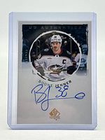 Front view of autographed Boone Jenner SP Authentic card in sleeve