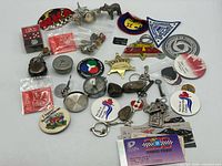 Overview of assorted collectibles laid out