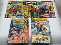 Group shot of all five Spider-Man comic books laid out