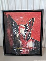 Full view of framed Boston Terrier painting