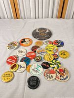 Overall group of buttons showing variety and size range