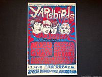 Full view of psychedelic Yardbirds concert poster