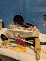 Overall view of kitchen utensil assortment