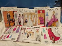 Front view of all ten pattern envelopes laid out