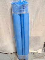 Full view of two blue-wrapped drafting paper rolls standing upright