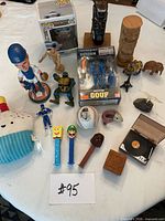 Group shot of all collectibles on table