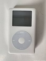 Front view of iPod showing screen and click wheel