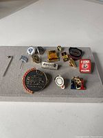 Overall view of grey board displaying all pins