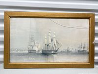 Front view showing full framed naval print