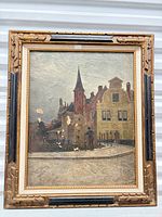 Front view of framed oil painting