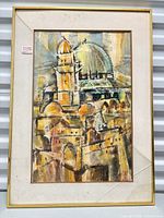 Front view of framed watercolor painting