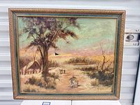 Full view of framed painting showing entire composition and frame