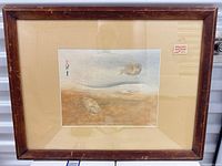 Front view showing entire framed painting with mat and frame