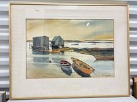 Front view of framed watercolor showing full artwork, mat and frame