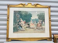 Front view of framed Julius Rossi hand-coloured mezzotint print