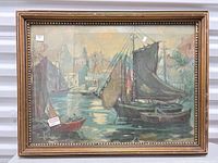 Front view of framed harbour print