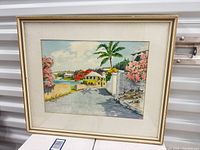Full view of framed watercolour painting