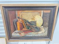 Front view of framed oil painting showing entire composition